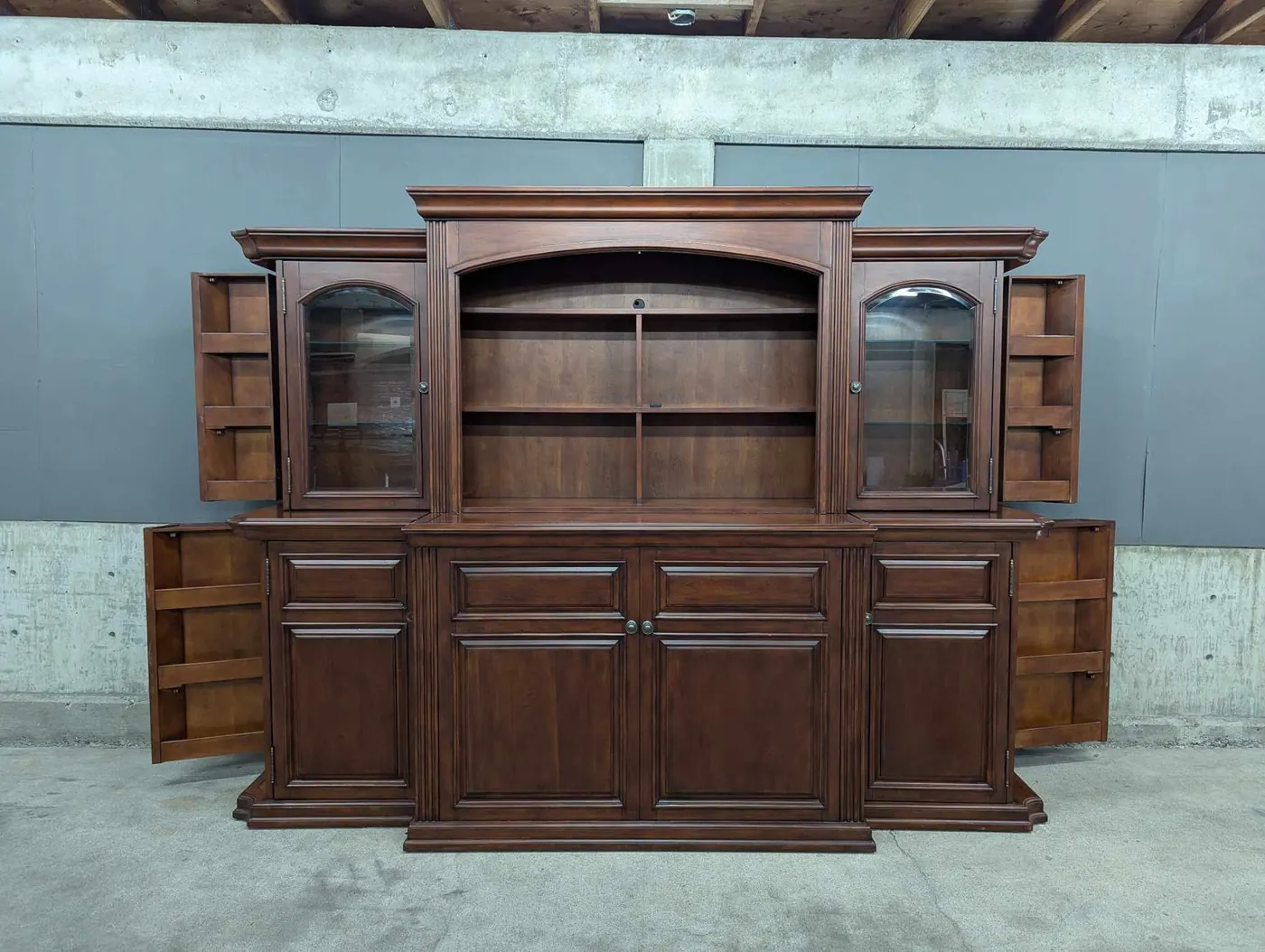 Solid Wood Entertainment Center w/ Hidden TV Lift, view 5