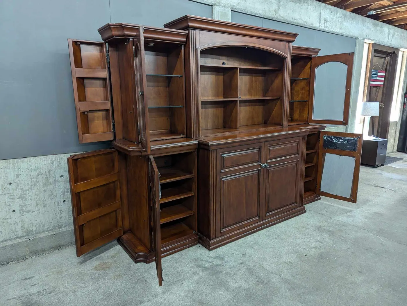 Solid Wood Entertainment Center w/ Hidden TV Lift, view 3