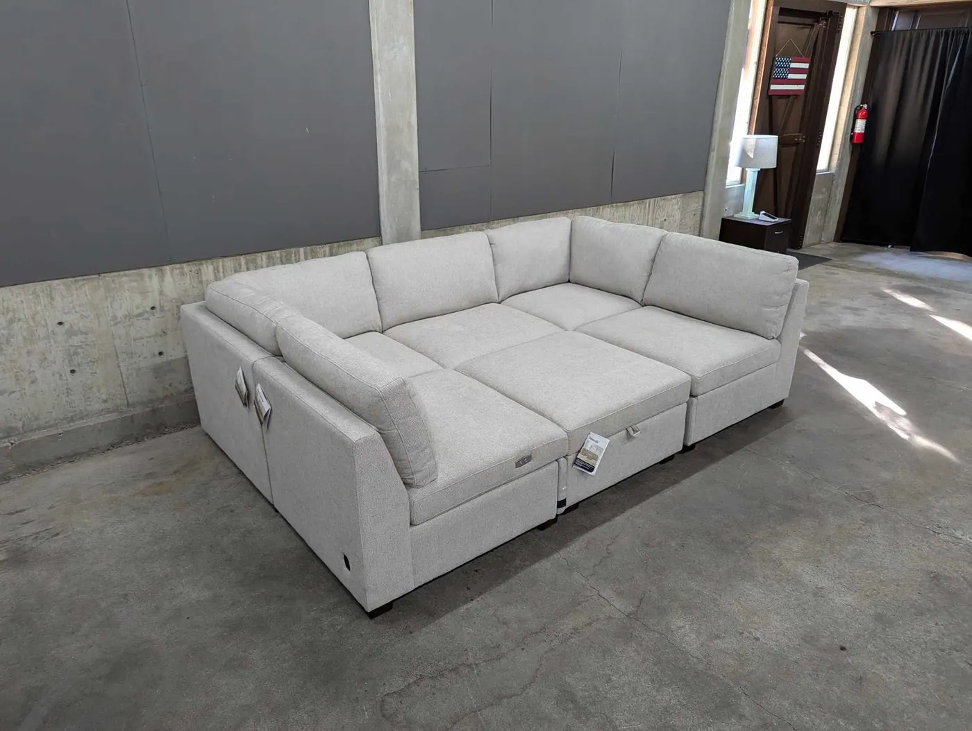 Light Gray Rockford 6-Piece Modular Sectional w/ Power Footrests, view 6