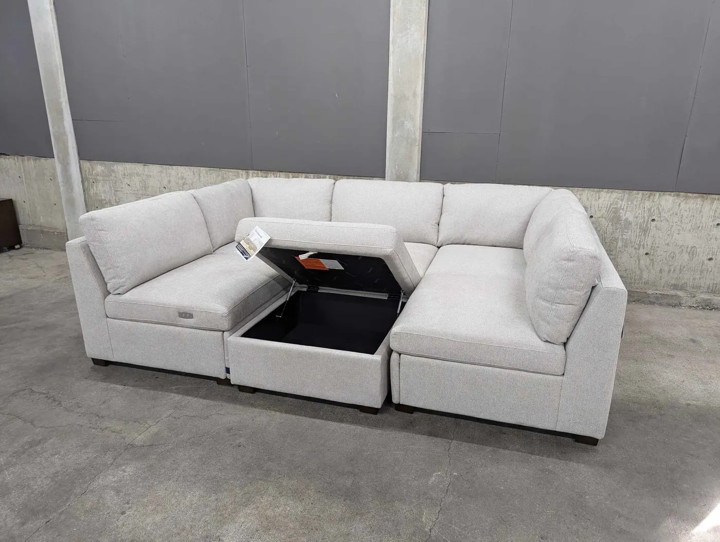 Light Gray Rockford 6-Piece Modular Sectional w/ Power Footrests, view 7