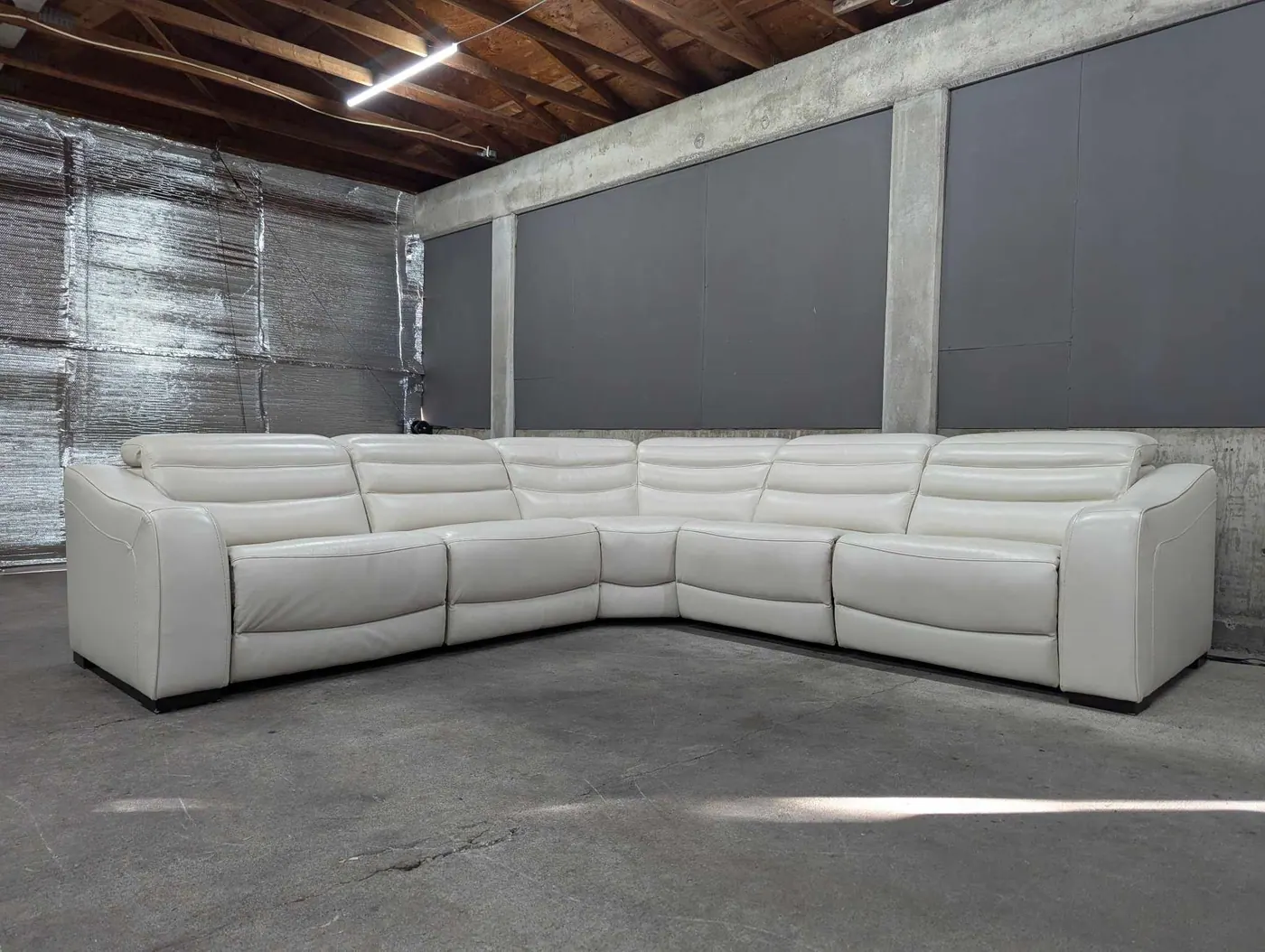 Top Grain Leather Ivory Sectional