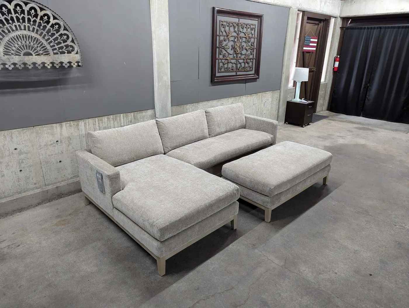 Tan Fabric Sectional With Ottoman, view 6