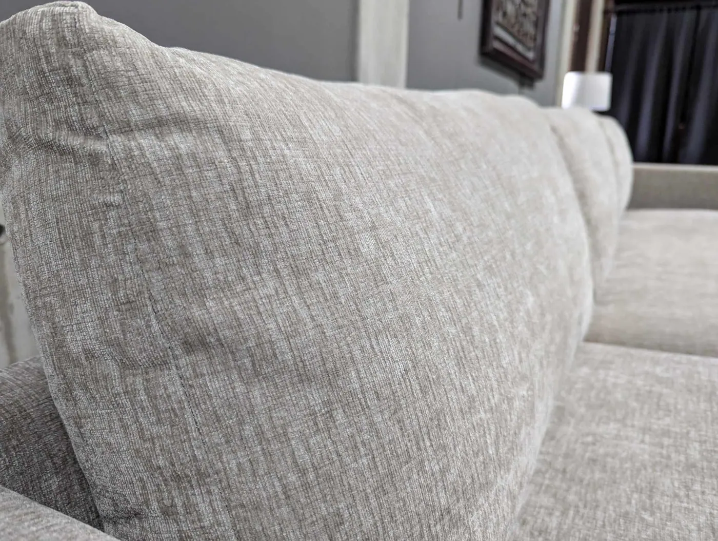 Tan Fabric Sectional With Ottoman, view 7