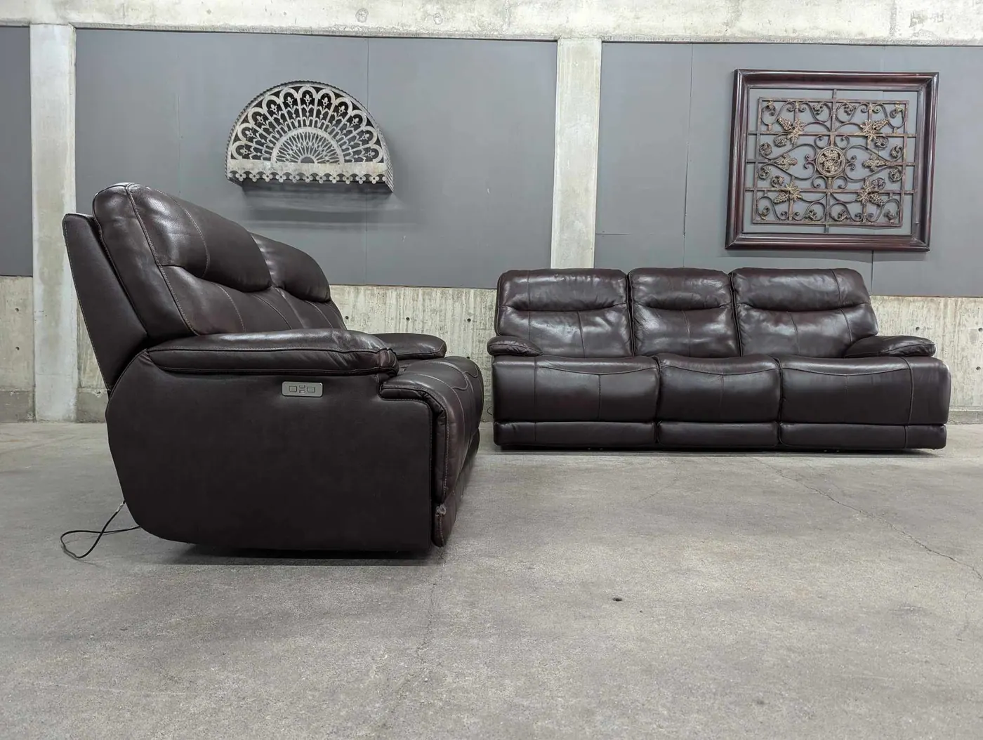 Top Grain Leather Power Reclining Sofa set