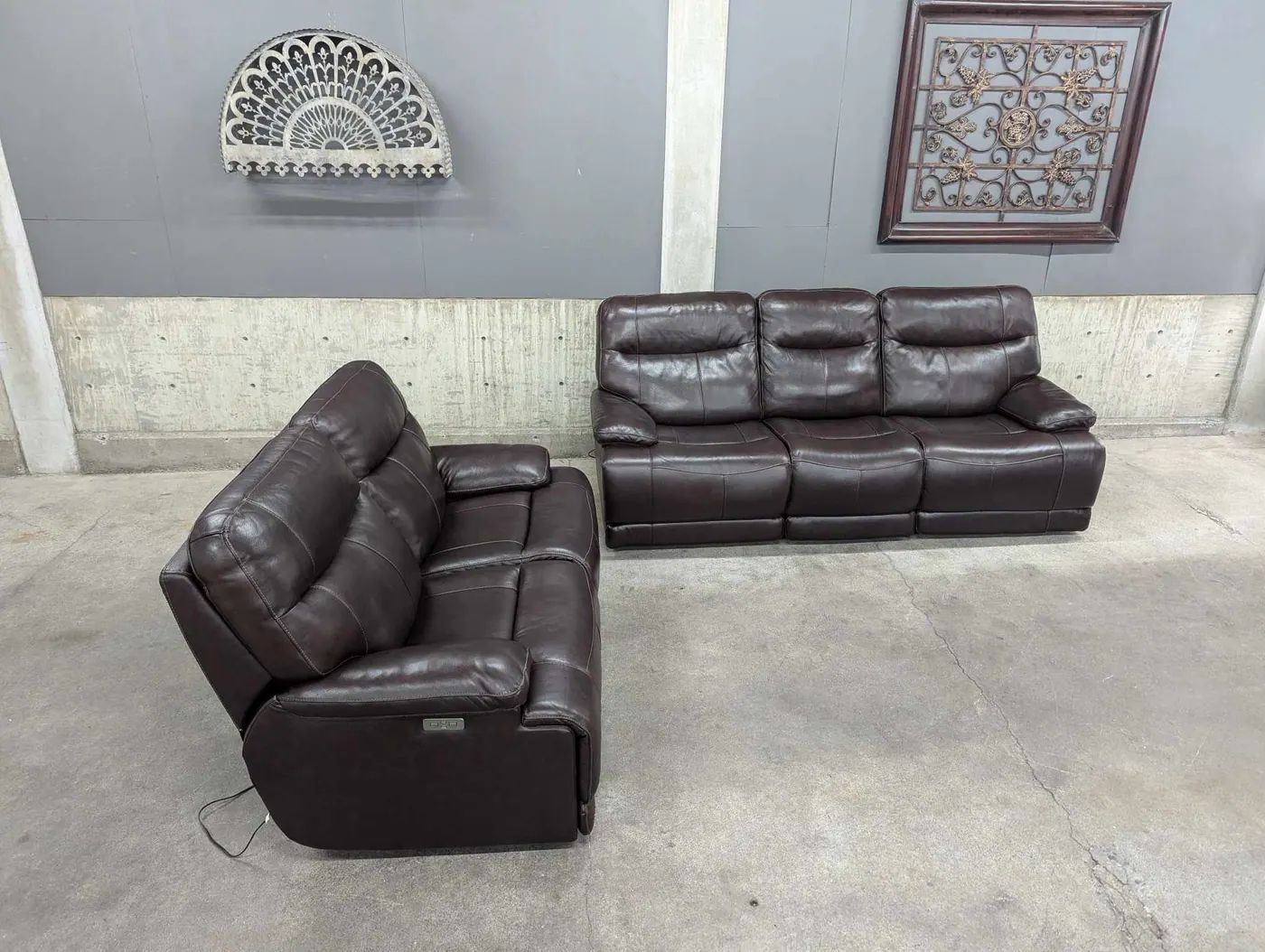 Top Grain Leather Power Reclining Sofa set, view 2