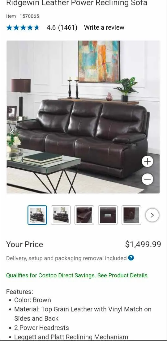 Top Grain Leather Power Reclining Sofa set, view 12
