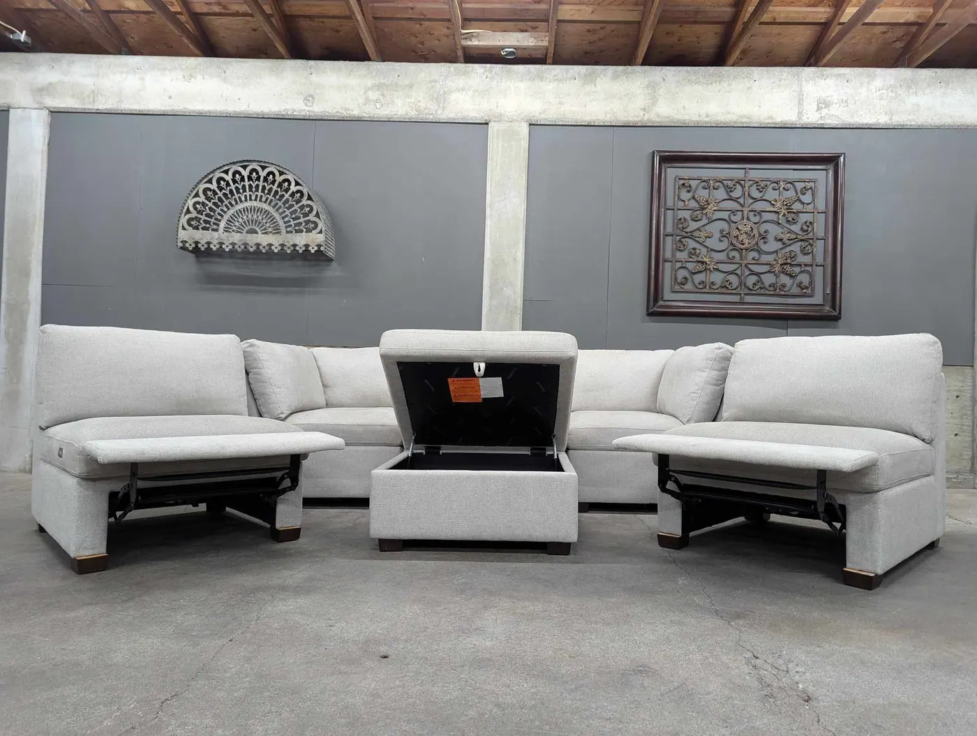 Light Gray Modular Sectional w/ Power Footrests, view 7
