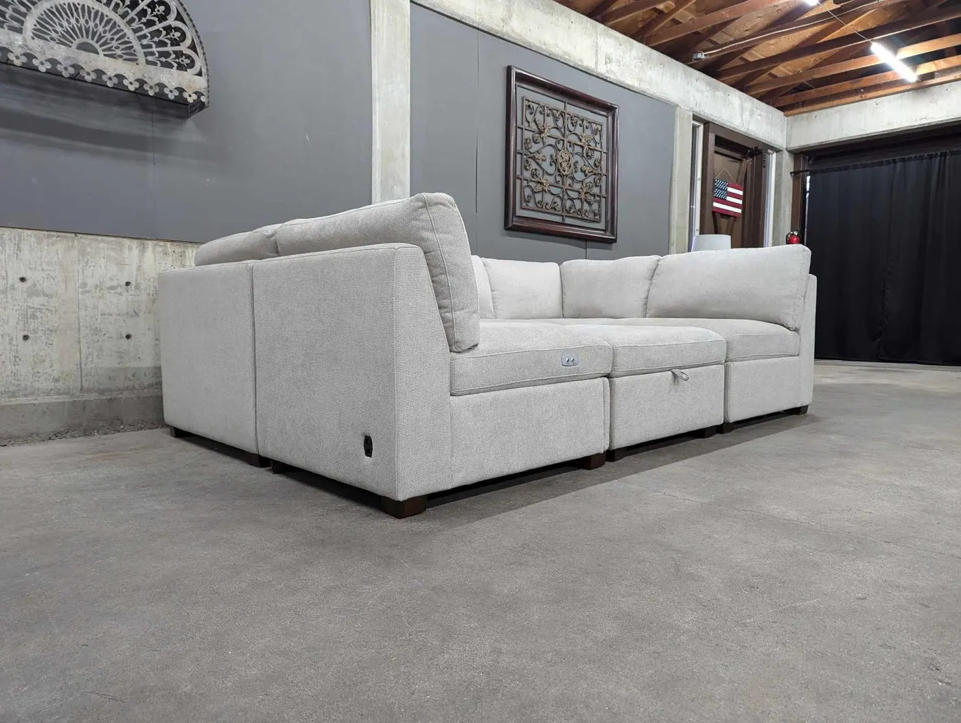 Light Gray Modular Sectional w/ Power Footrests, view 3