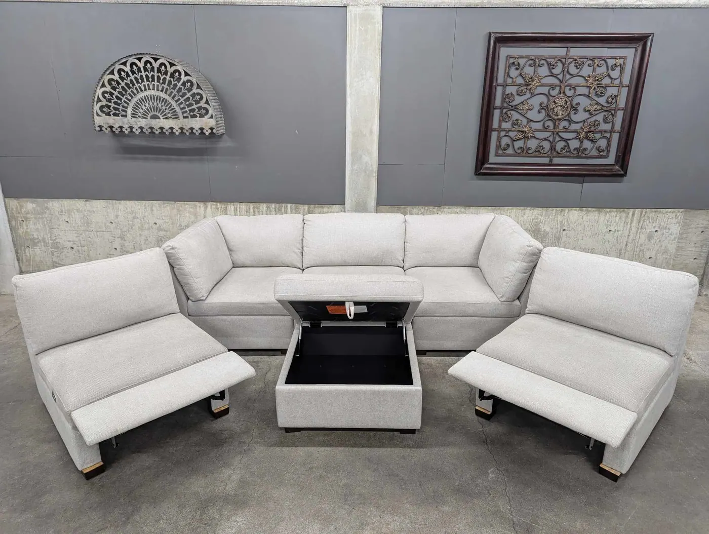 Light Gray Modular Sectional w/ Power Footrests, view 8