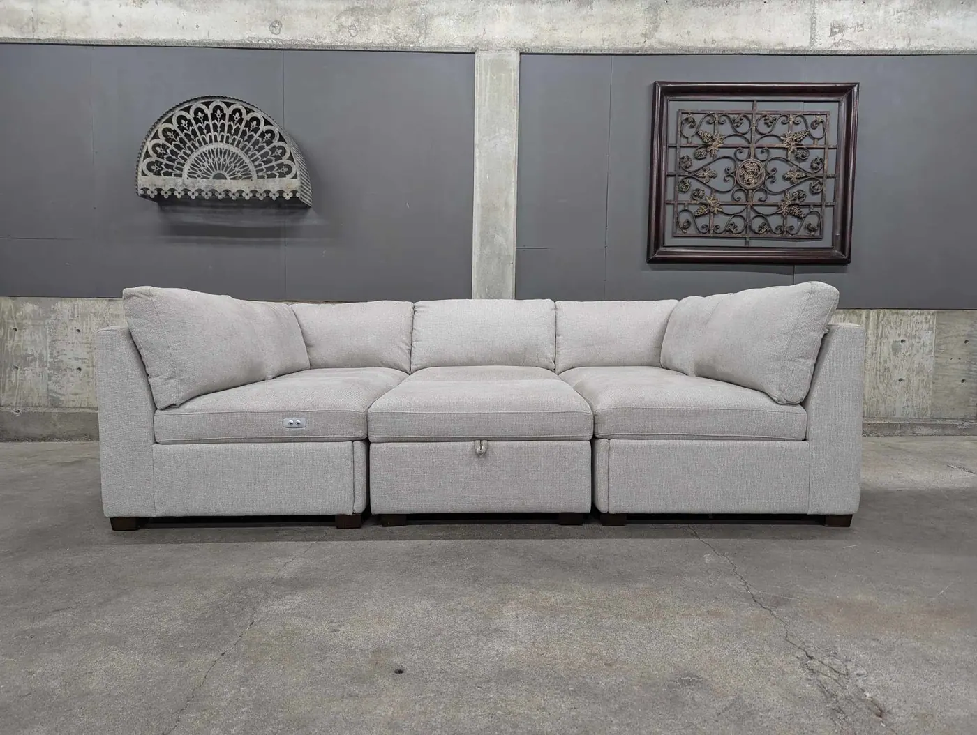 Light Gray Modular Sectional w/ Power Footrests