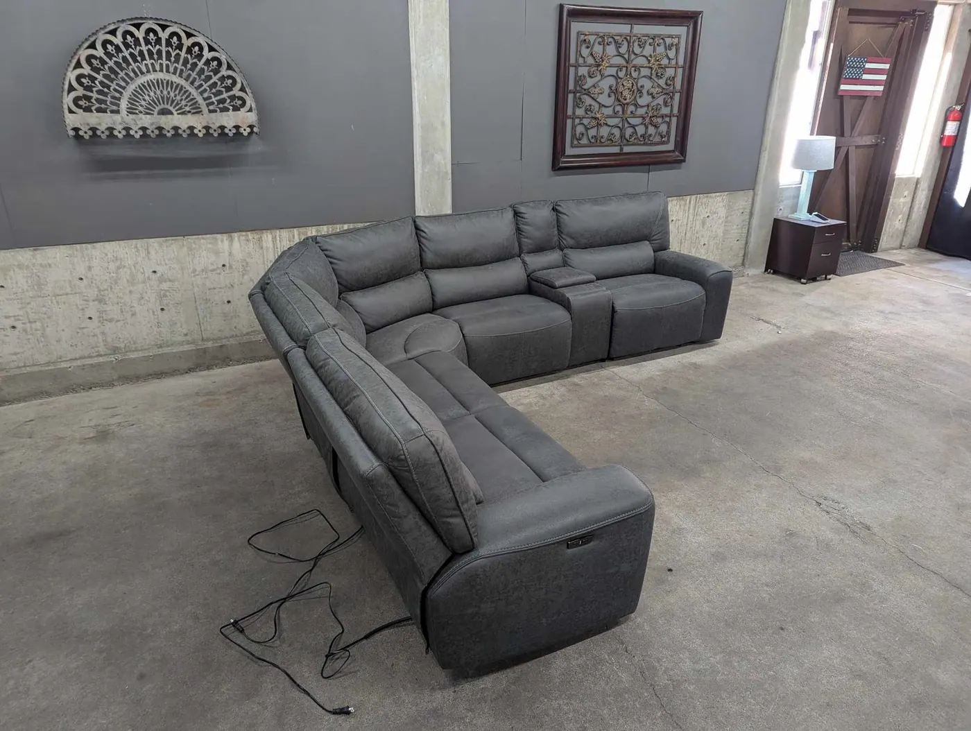 Gray Sweeney 6-Piece Sectional w/ Power Recliners & Headrests, view 6