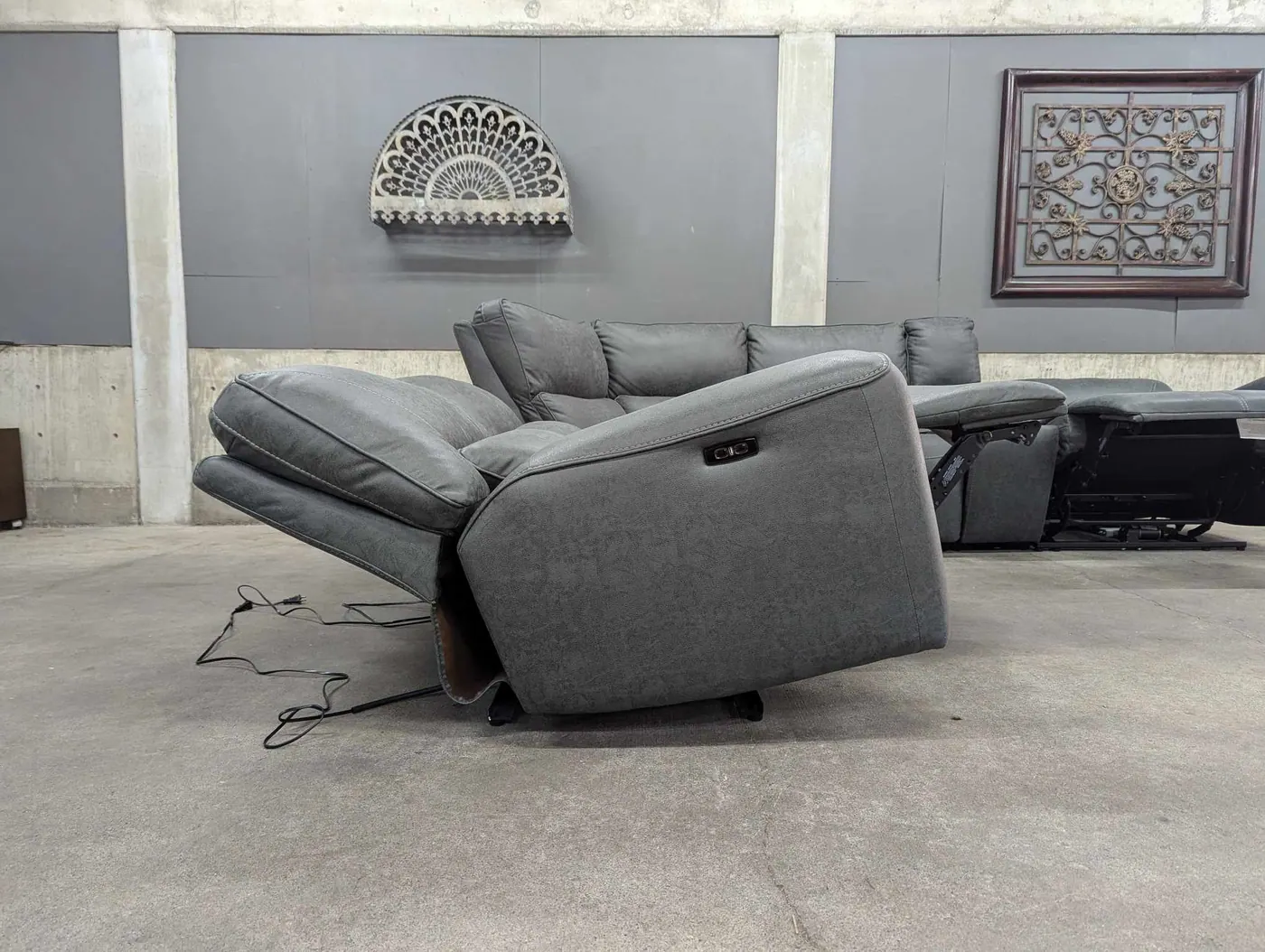 Gray Sweeney 6-Piece Sectional w/ Power Recliners & Headrests, view 7