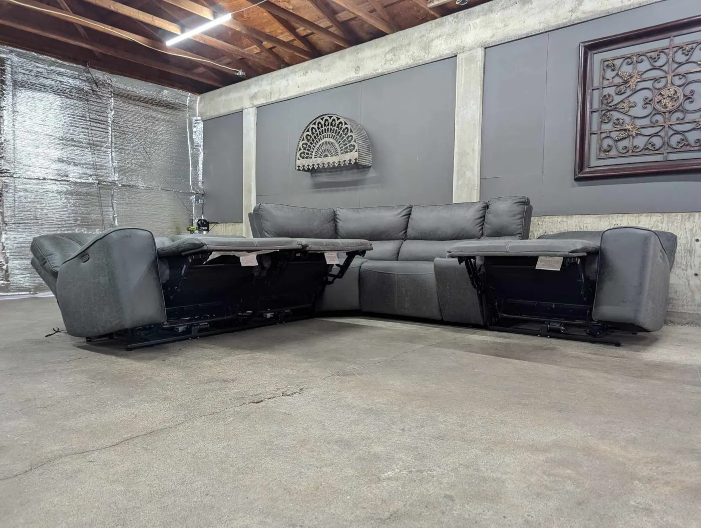 Gray Sweeney 6-Piece Sectional w/ Power Recliners & Headrests, view 8