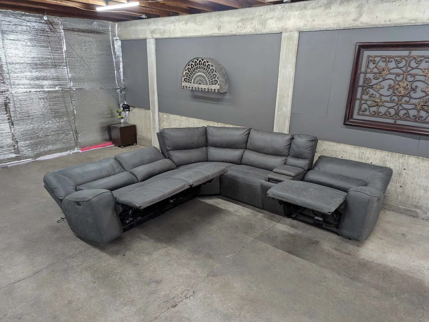 Gray Sweeney 6-Piece Sectional w/ Power Recliners & Headrests, view 9