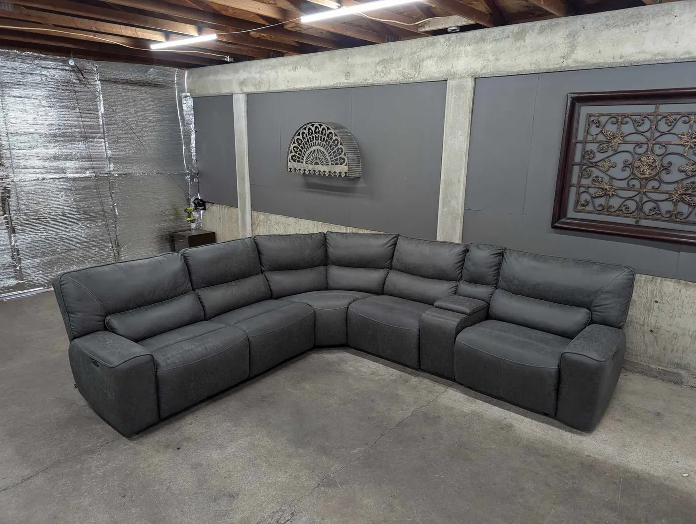 Gray Sweeney 6-Piece Sectional w/ Power Recliners & Headrests, view 3