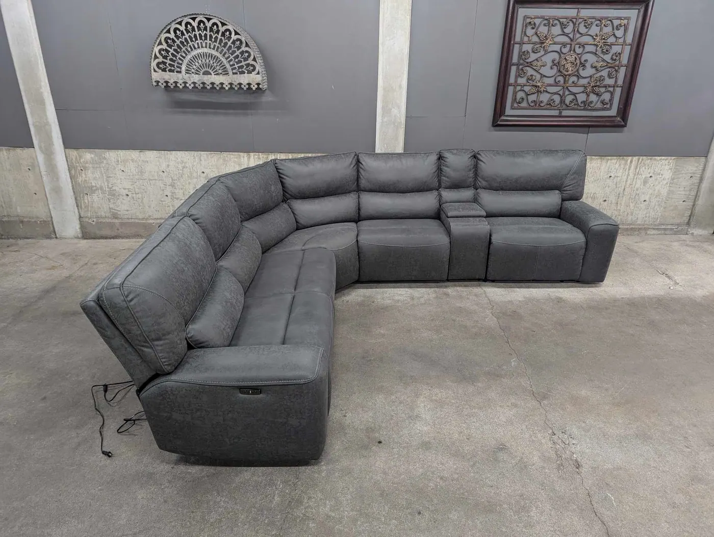 Gray Sweeney 6-Piece Sectional w/ Power Recliners & Headrests, view 2