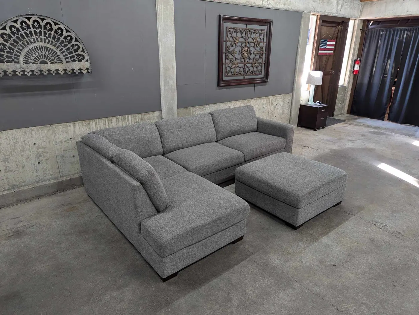 Gray Maycen Sectional with Ottoman, view 6