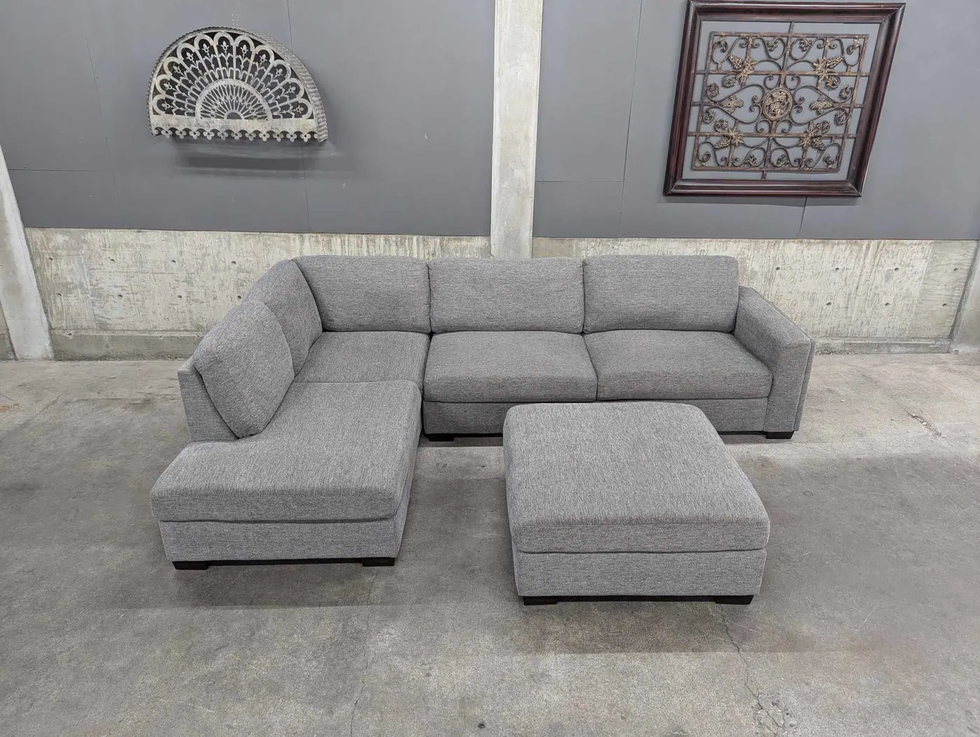 Gray Maycen Sectional with Ottoman, view 2