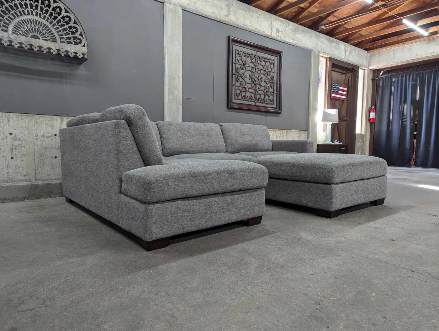 Gray Maycen Sectional with Ottoman, view 5