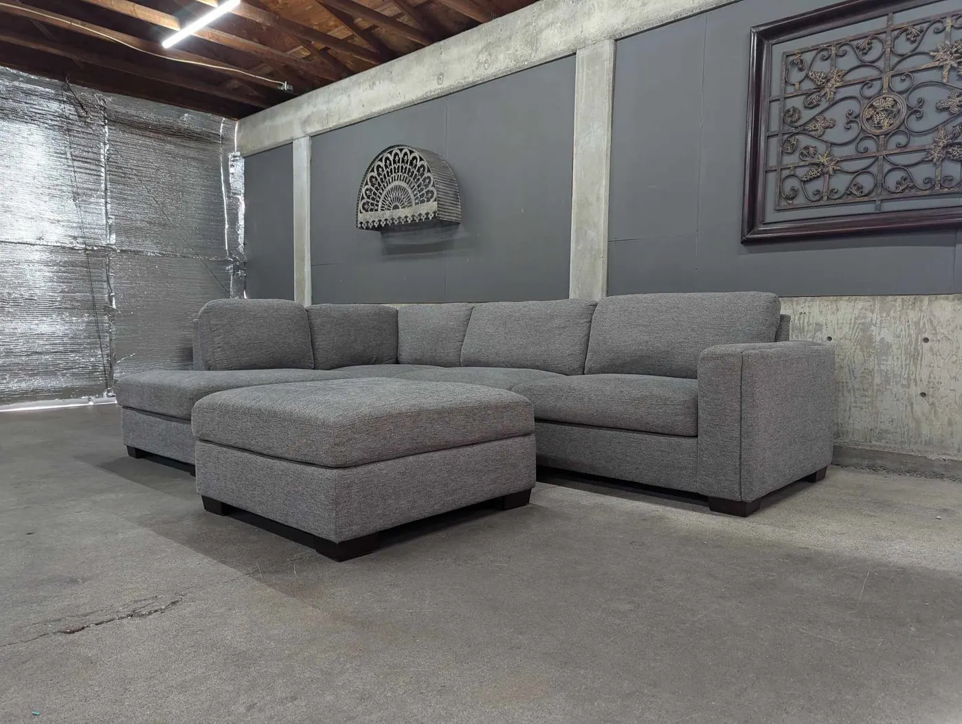 Gray Maycen Sectional with Ottoman, view 3