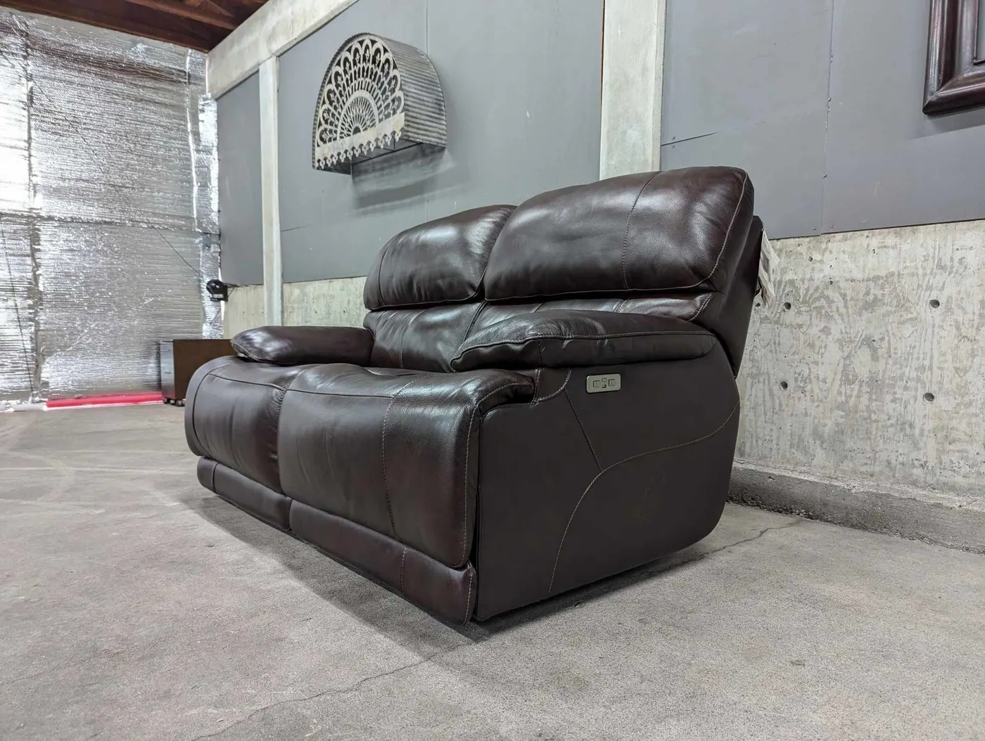Leather Power Reclining Loveseat with Power Headrest, view 5