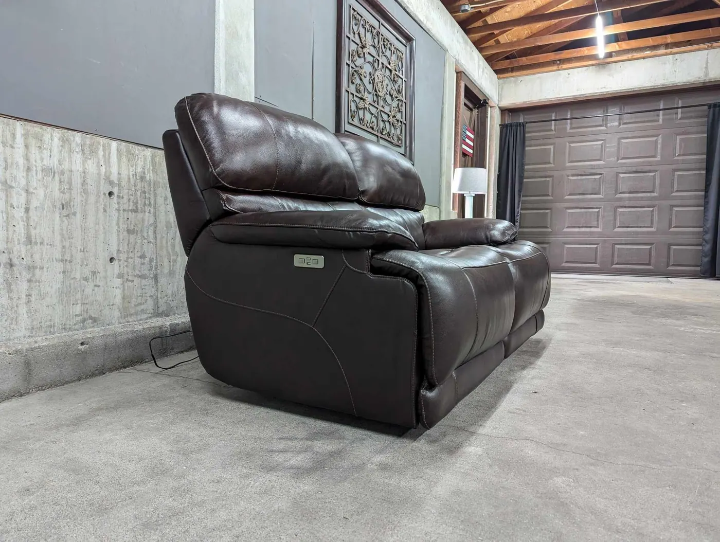 Leather Power Reclining Loveseat with Power Headrest, view 3