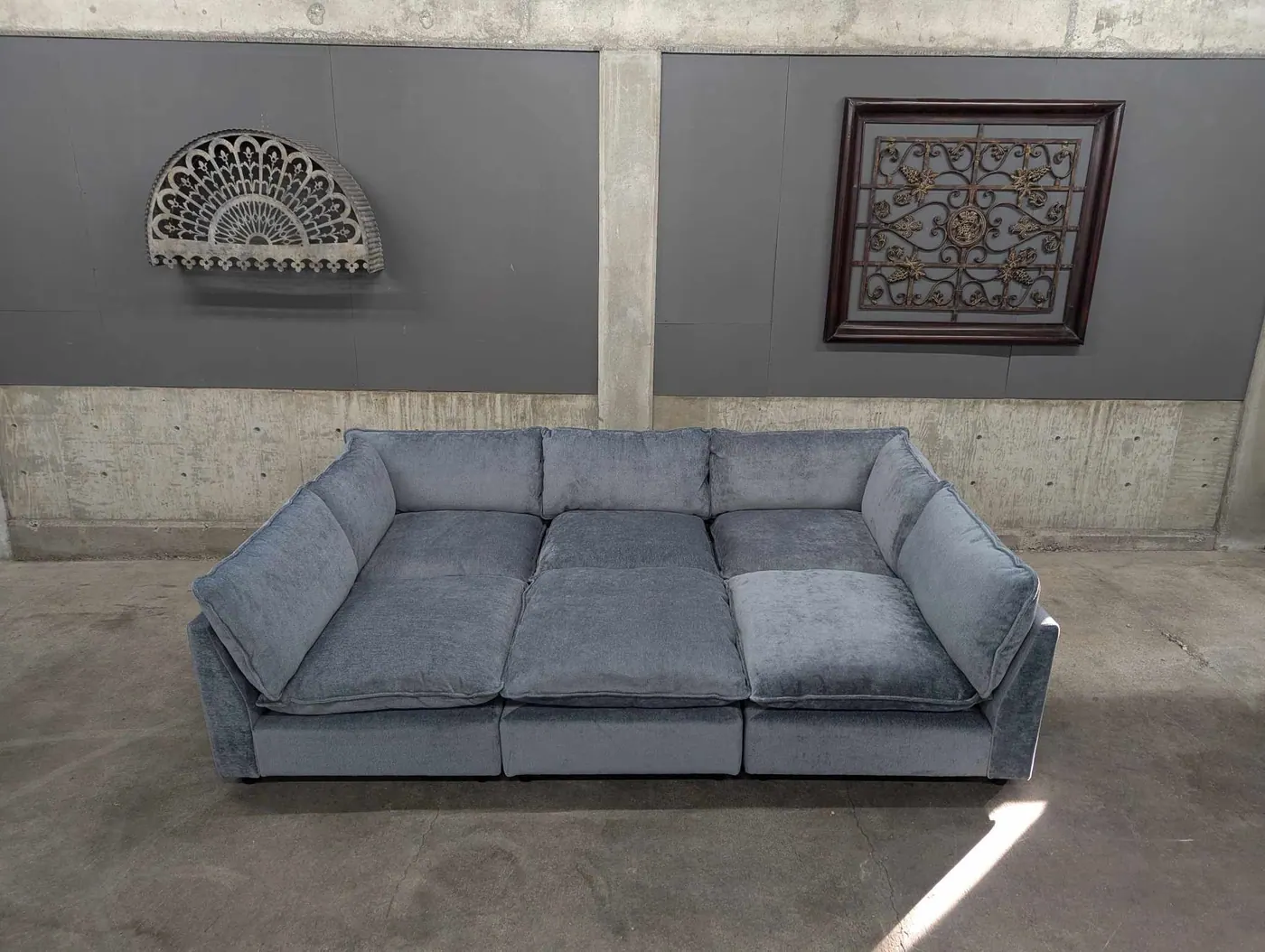 NEW Modular Blue/Gray Chenille Sectional, view 2