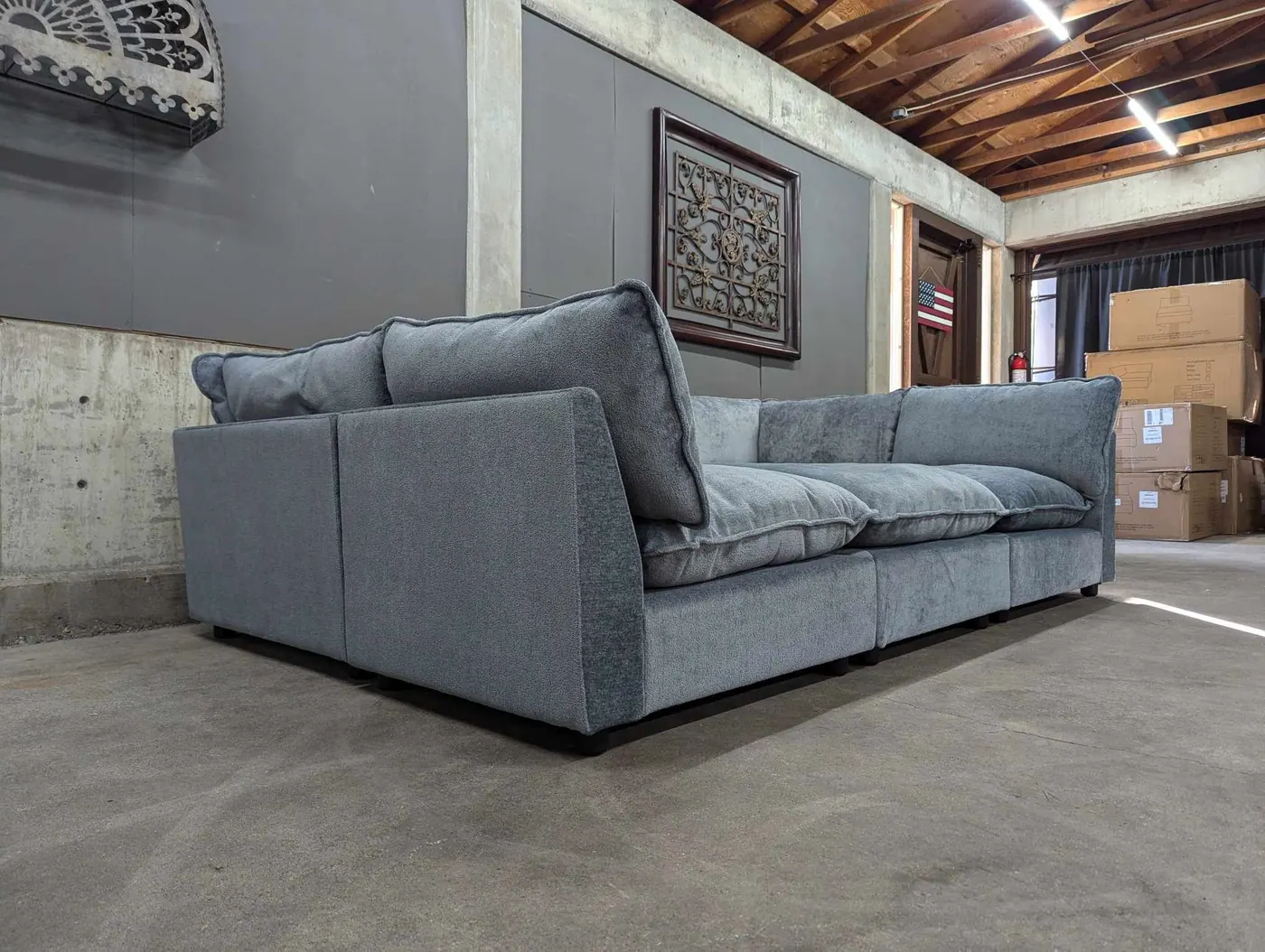NEW Modular Blue/Gray Chenille Sectional, view 3