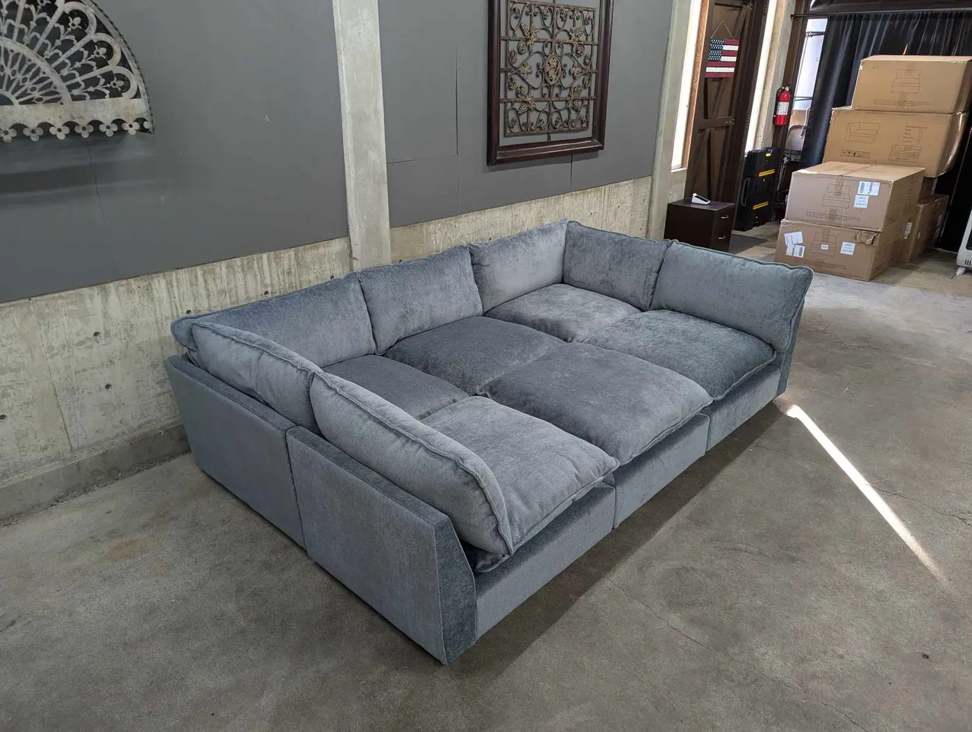 NEW Modular Blue/Gray Chenille Sectional, view 4