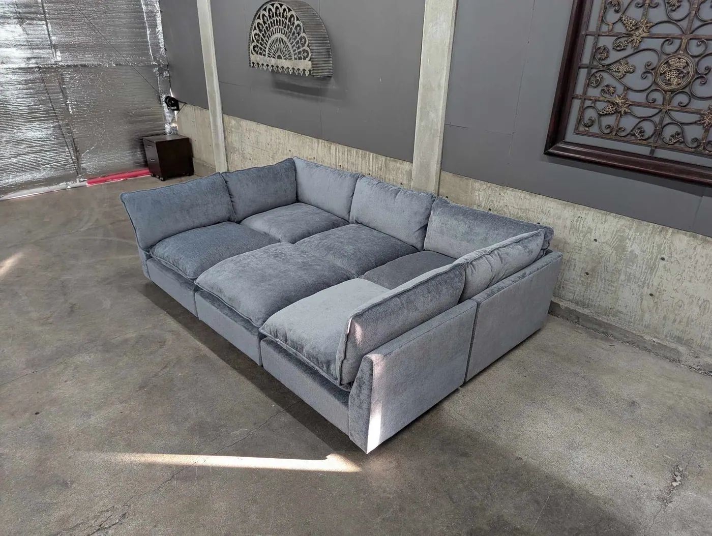NEW Modular Blue/Gray Chenille Sectional, view 6