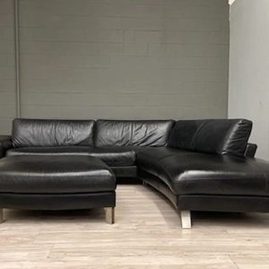 Vintage Natuzzi Real Leather Sectional With Ottoman