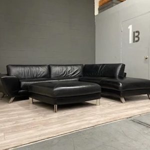 Vintage Natuzzi Real Leather Sectional With Ottoman