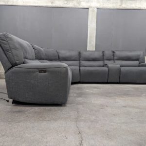 Modular Gray Sectional w/ Power Recliners and Headrests