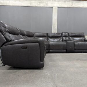 Modular Dark Gray Leather Sectional w/ Power Recliners