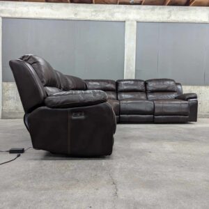 Brown Leather Sectional w/ Power Recliners & Headrests