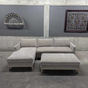 Tan Fabric Sectional With Ottoman