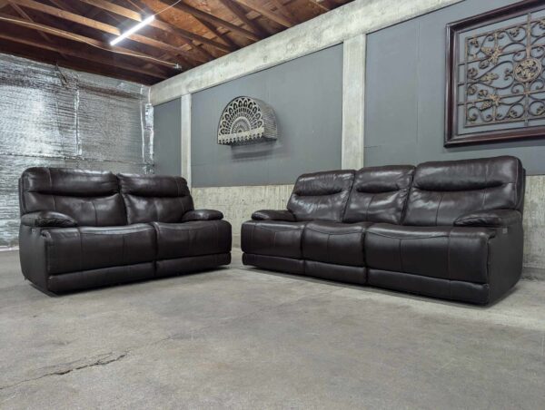 Top Grain Leather Power Reclining Sofa set - Image 3