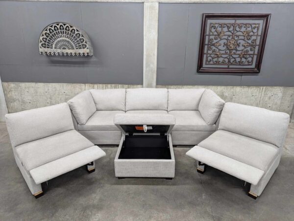 Light Gray Modular Sectional w/ Power Footrests - Image 8