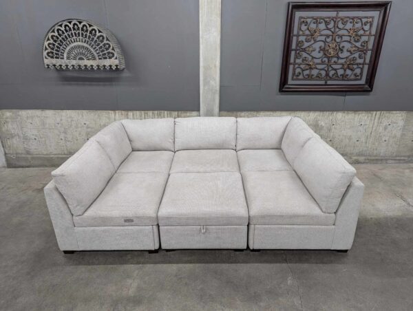 Light Gray Modular Sectional w/ Power Footrests - Image 2