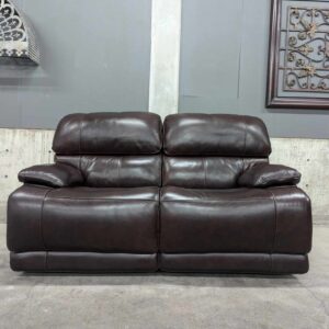 Leather Power Reclining Loveseat with Power Headrest