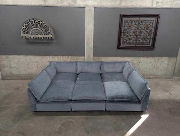 NEW Modular Blue/Gray Chenille Sectional - Image 2